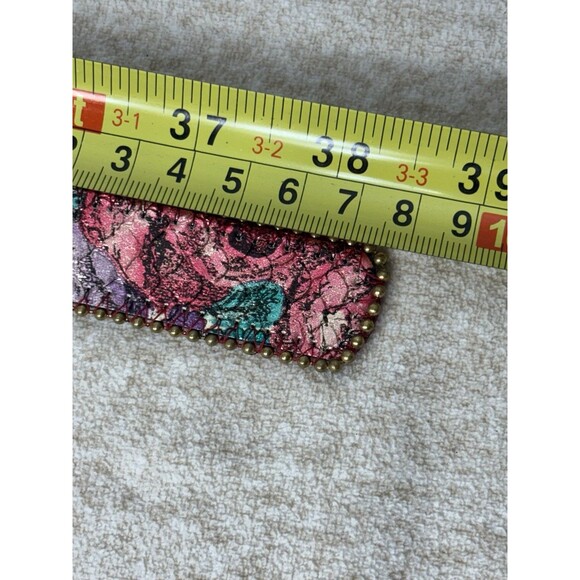 VTG Y2k Elite Freso Belt Leather Multicolor Brass Buckle Waist Women Size Medium - Picture 7 of 11